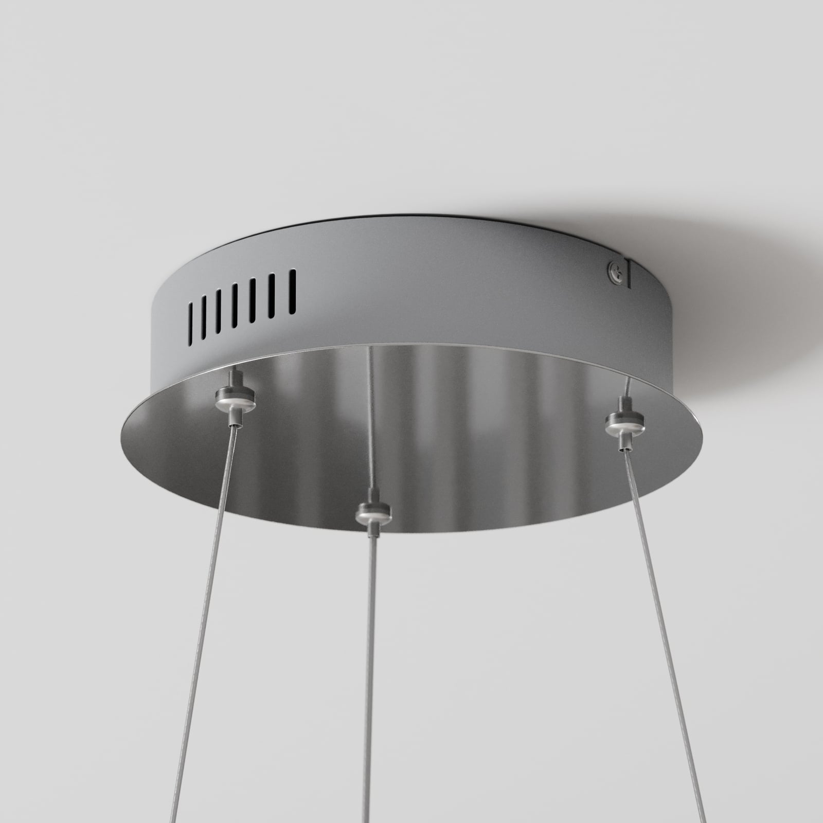 LED pendellampe Davian matt nikkel Ø49 cm montert i rom