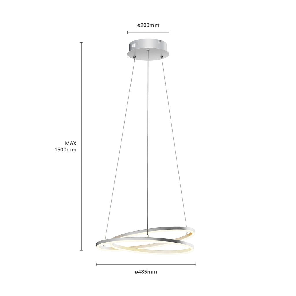 Oppheng og baldakin på LED pendellampe Davian matt nikkel Ø49 cm