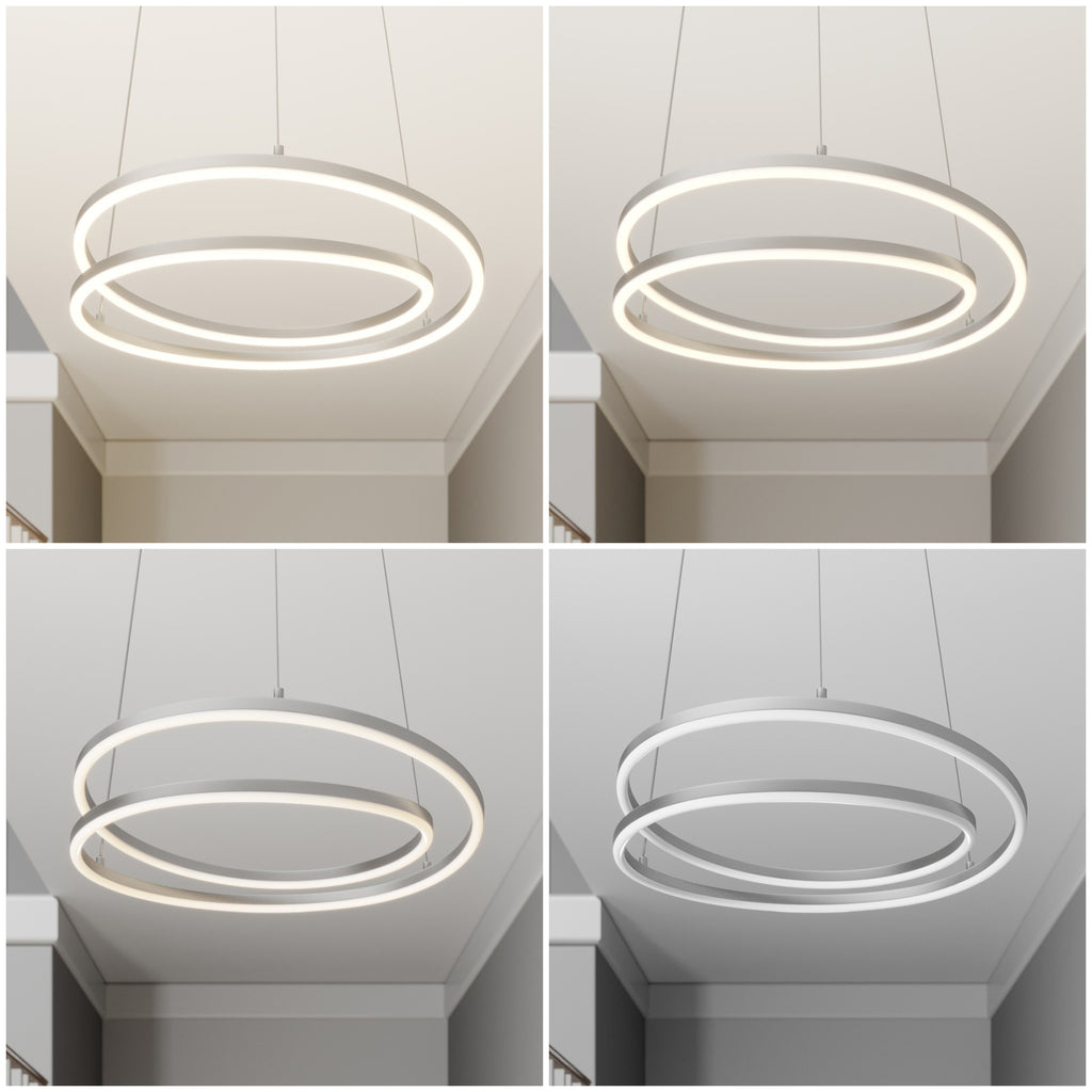 LED pendellampe Davian matt nikkel Ø49 cm lysdetalj