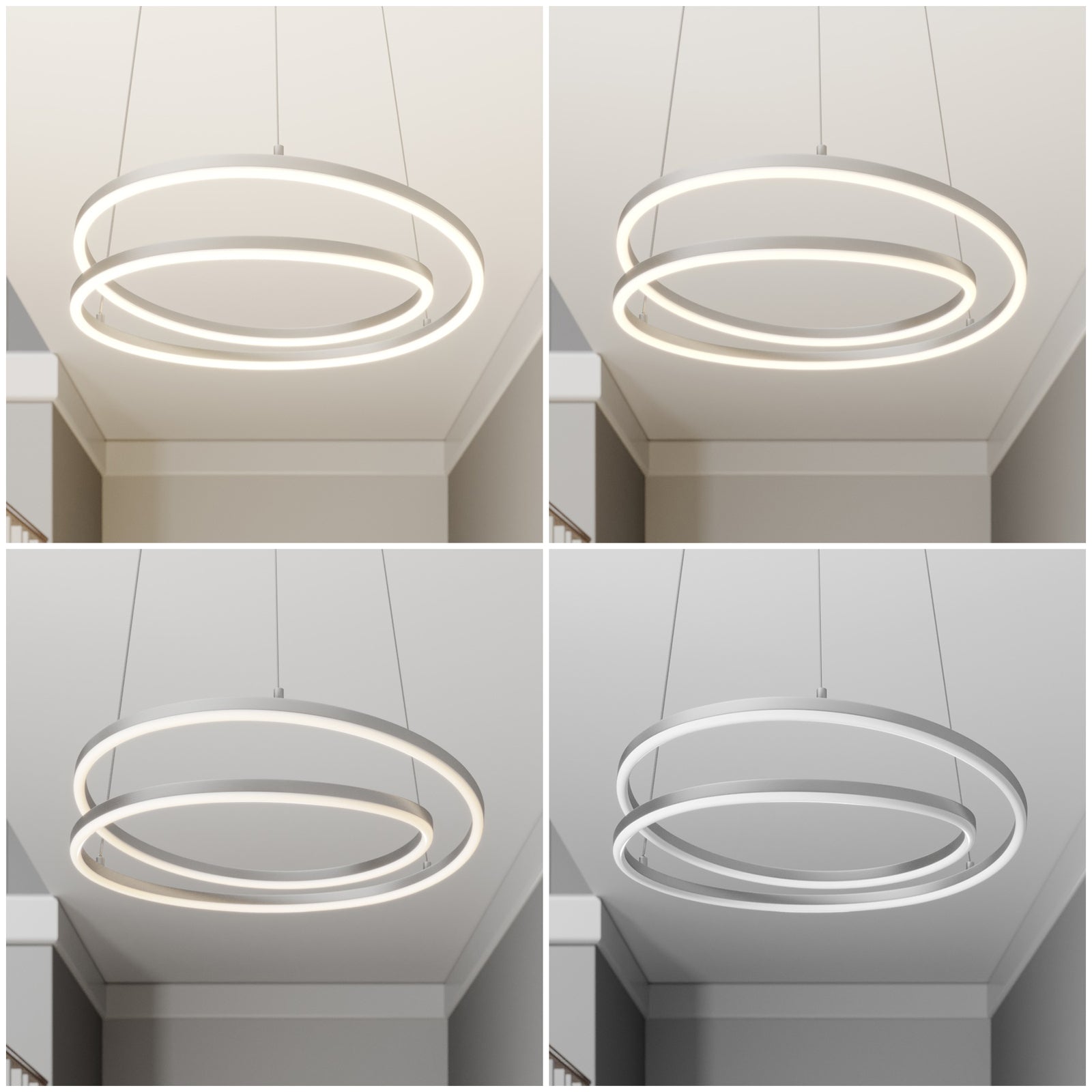 LED pendellampe Davian matt nikkel Ø49 cm lysdetalj