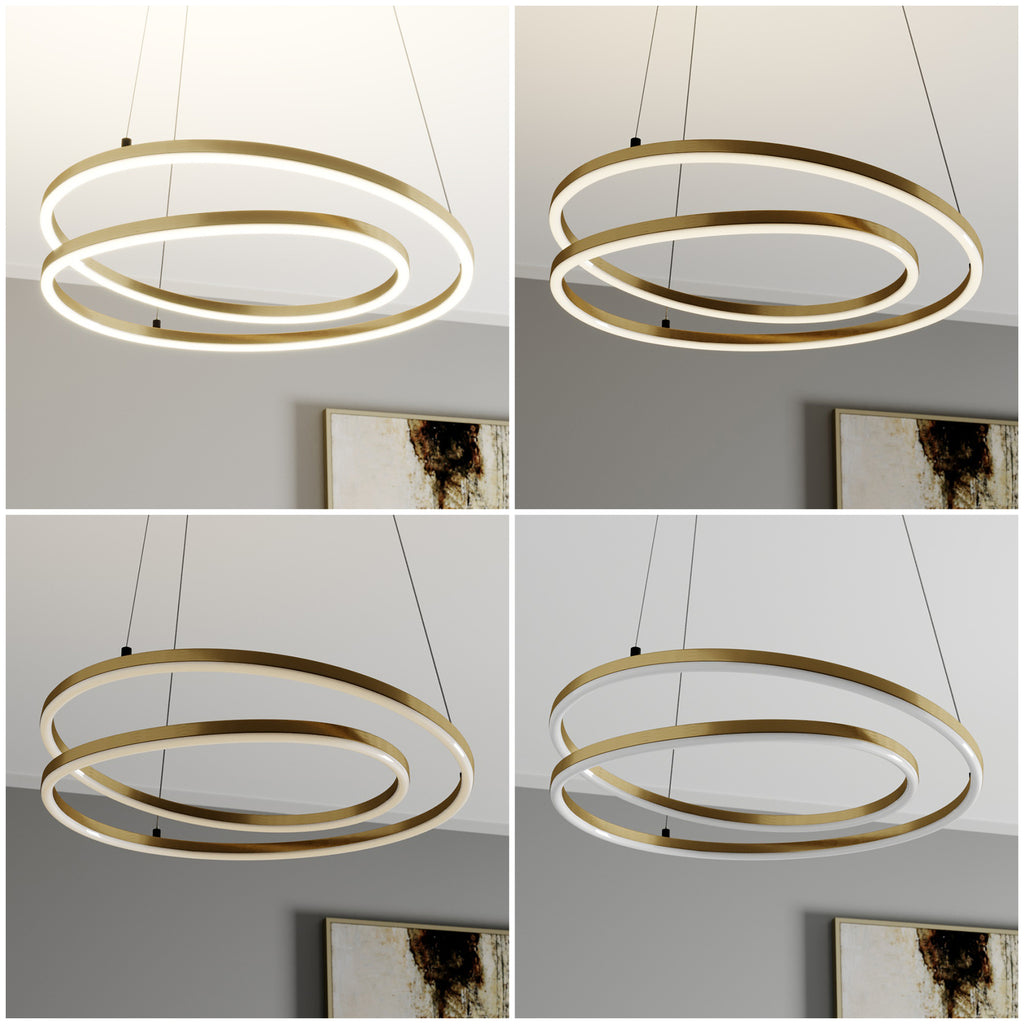 LED pendellampe Davian messingfarget lysdetalj