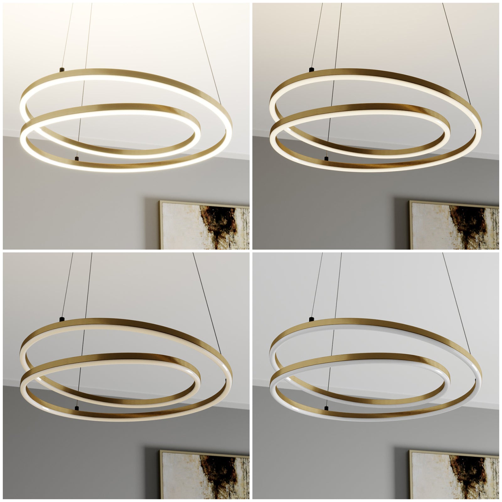 LED pendellampe Davian messingfarget lysdetalj