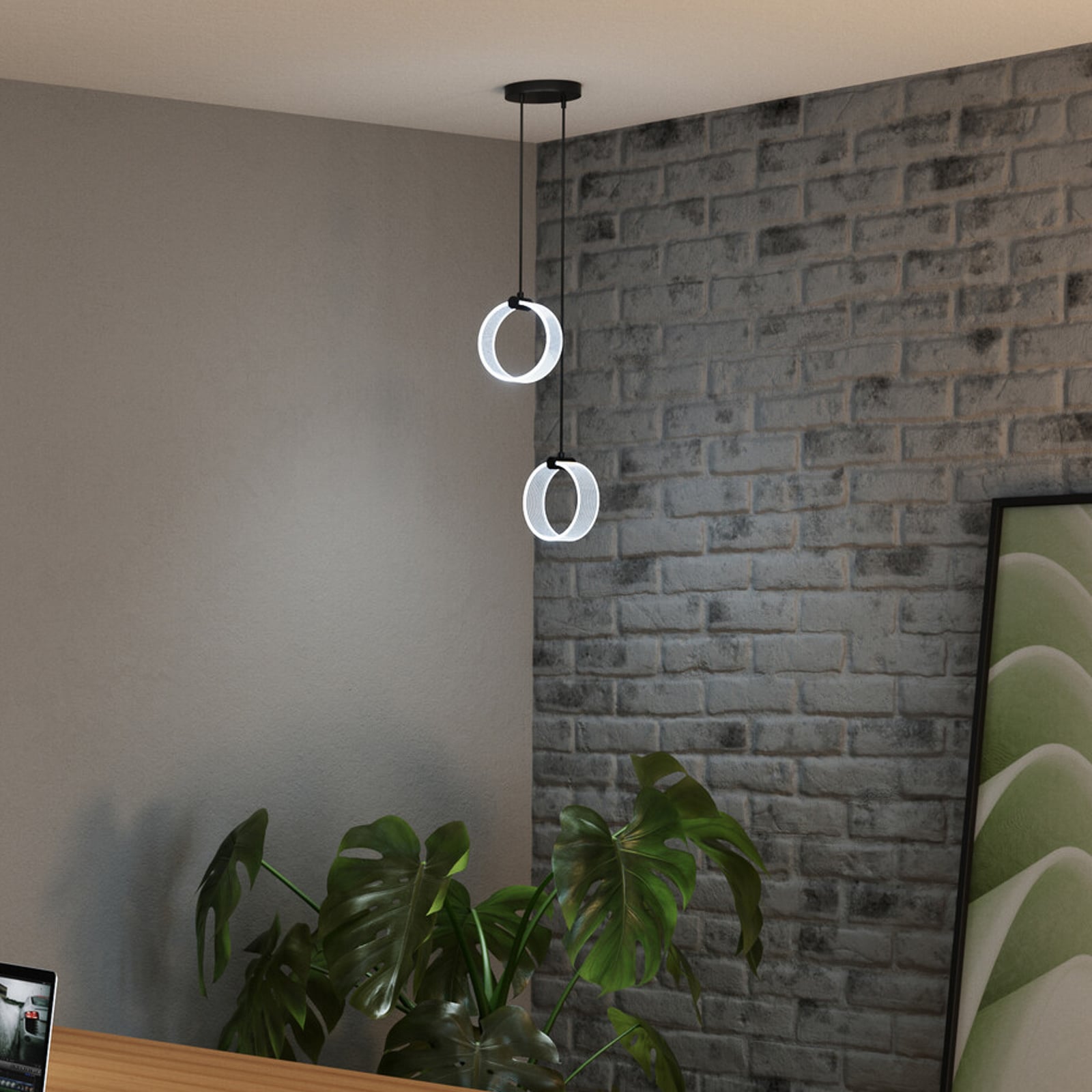 LED pendellampe Decor Circle 2-lys CCT svart bakside