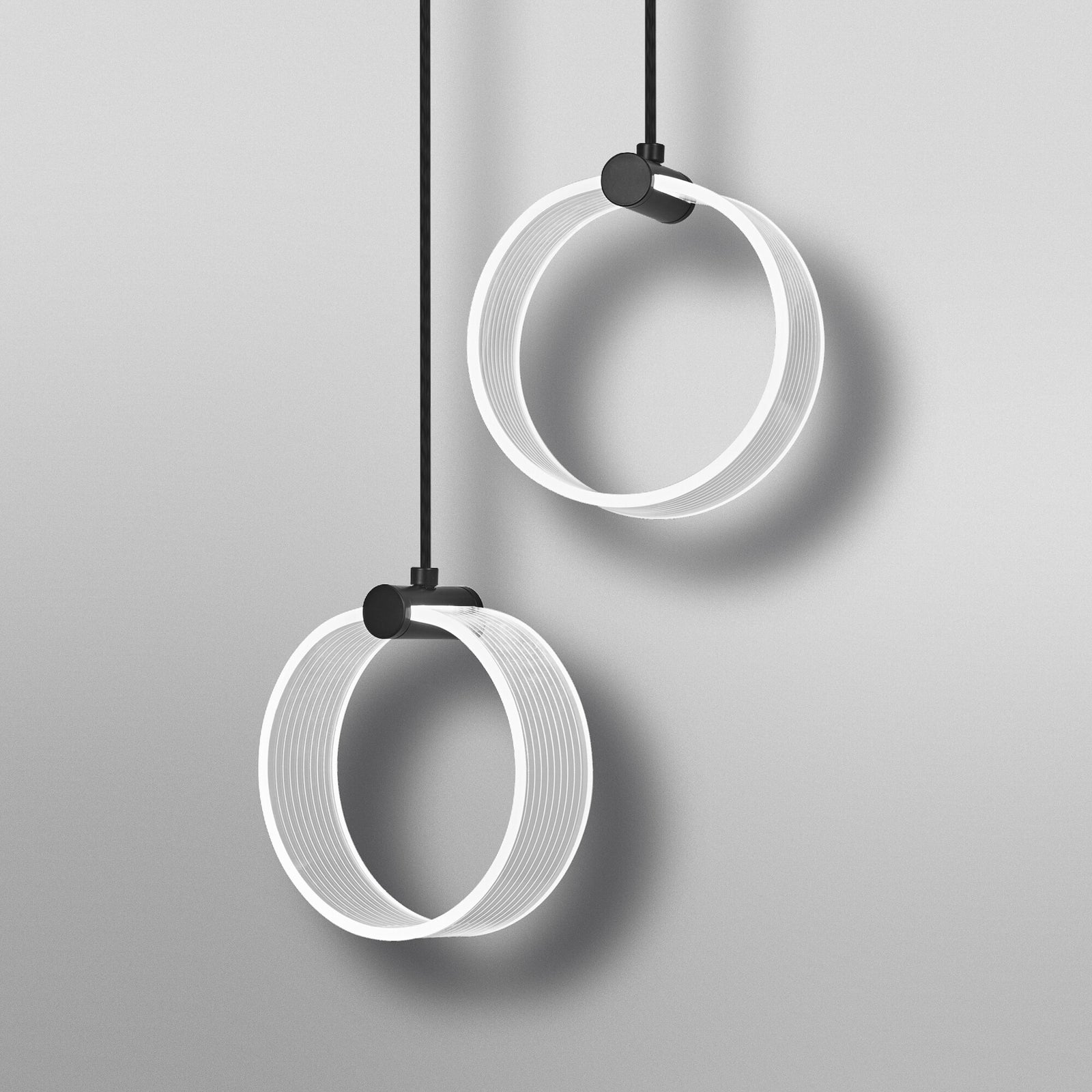 Nærbilde av LED pendellampe Decor Circle 2-lys CCT svart