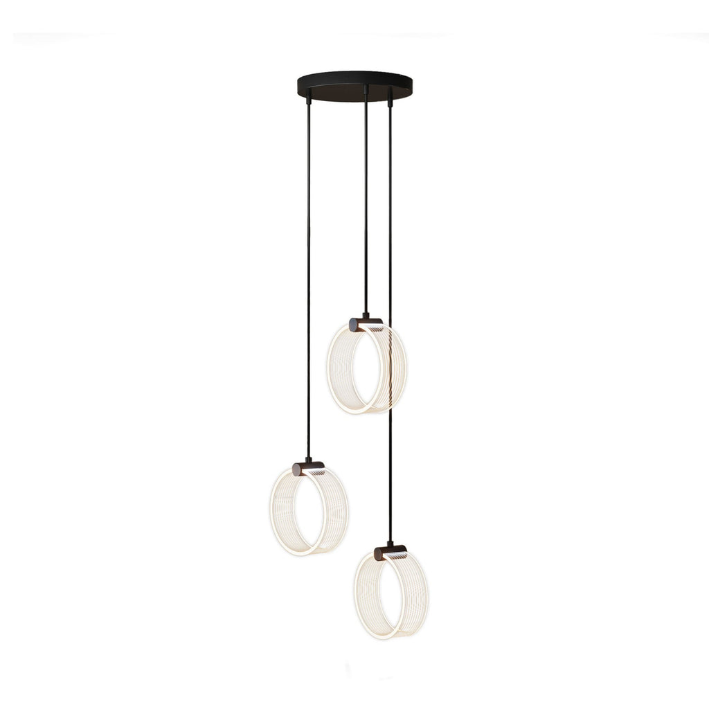 LED pendellampe Decor Circle 3-lys CCT svart Ø30 cm montert