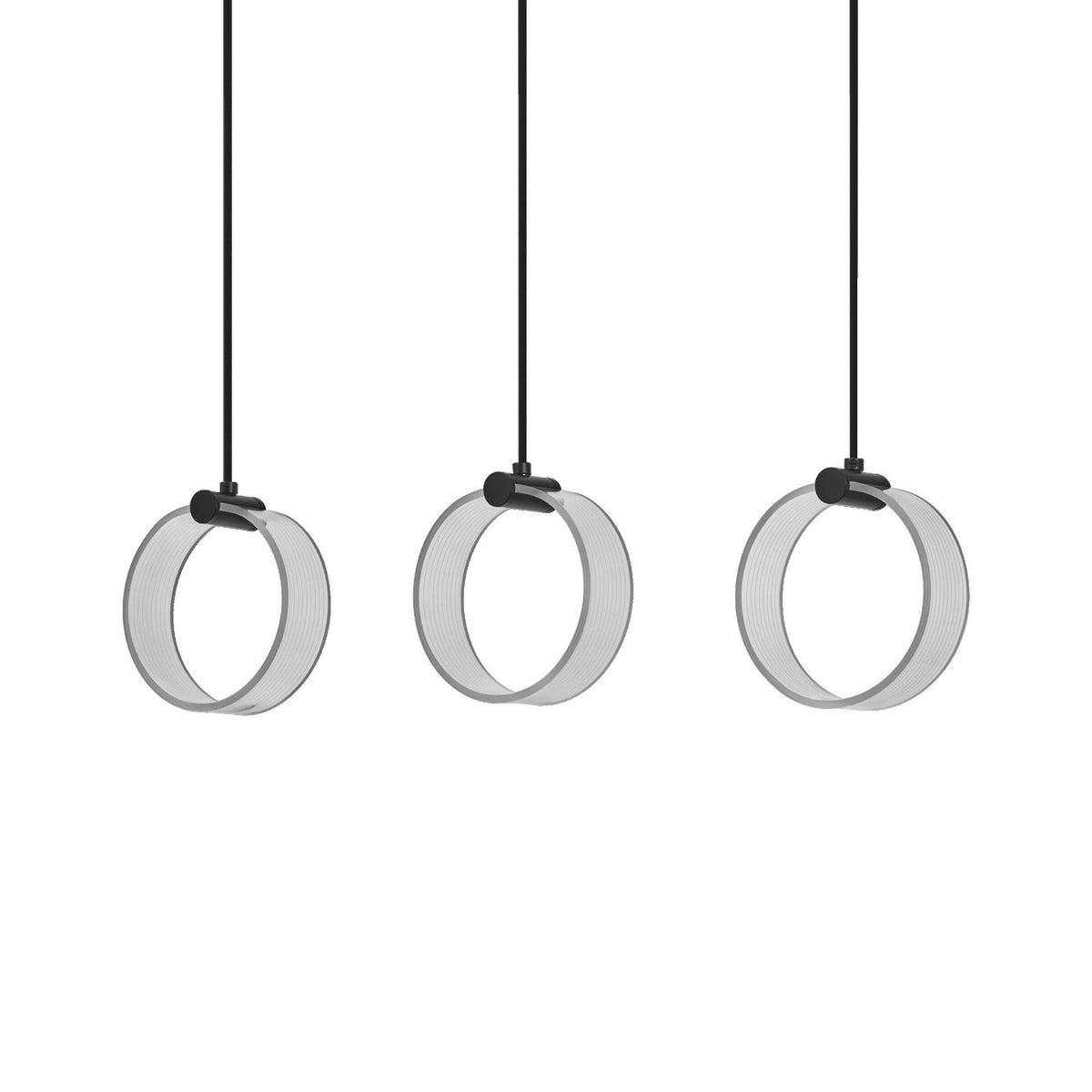LED pendellampe Decor Circle 3-lys svart CCT OSRAM forfra