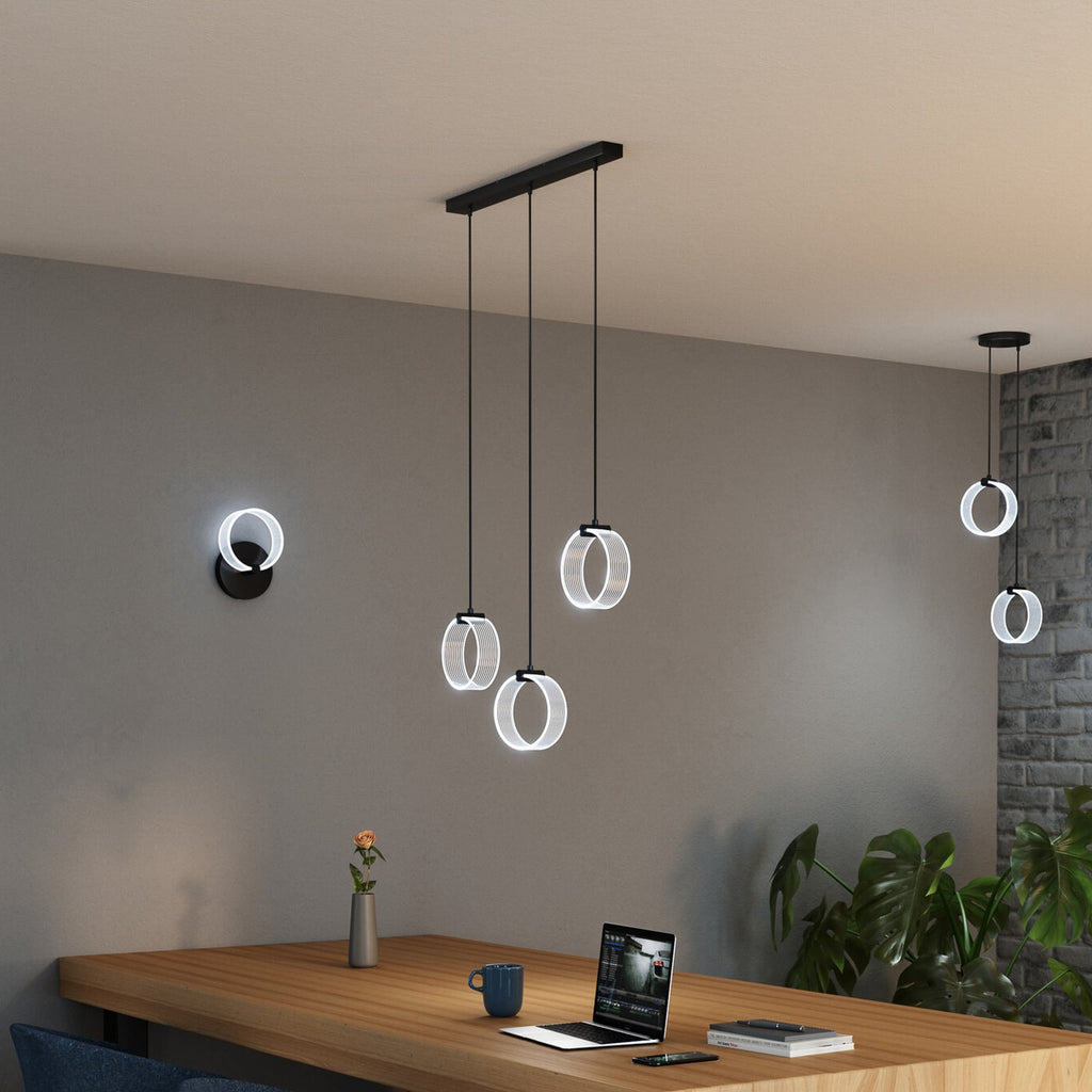 LED pendellampe Decor Circle 3-lys svart CCT OSRAM bakside