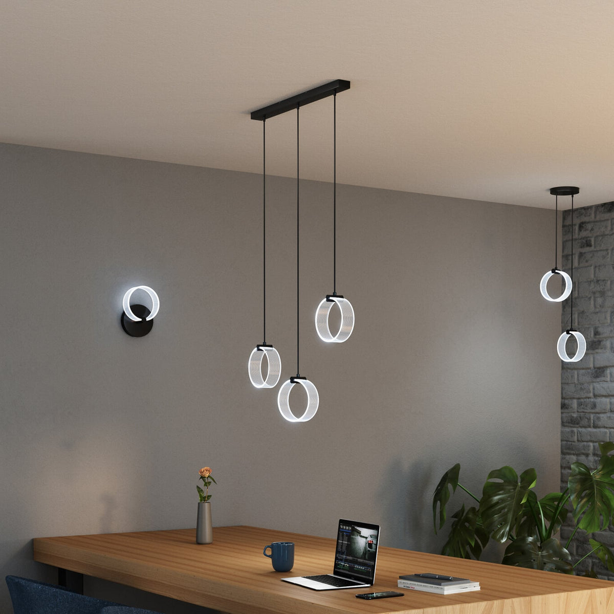 LED pendellampe Decor Circle 3-lys svart CCT OSRAM bakside
