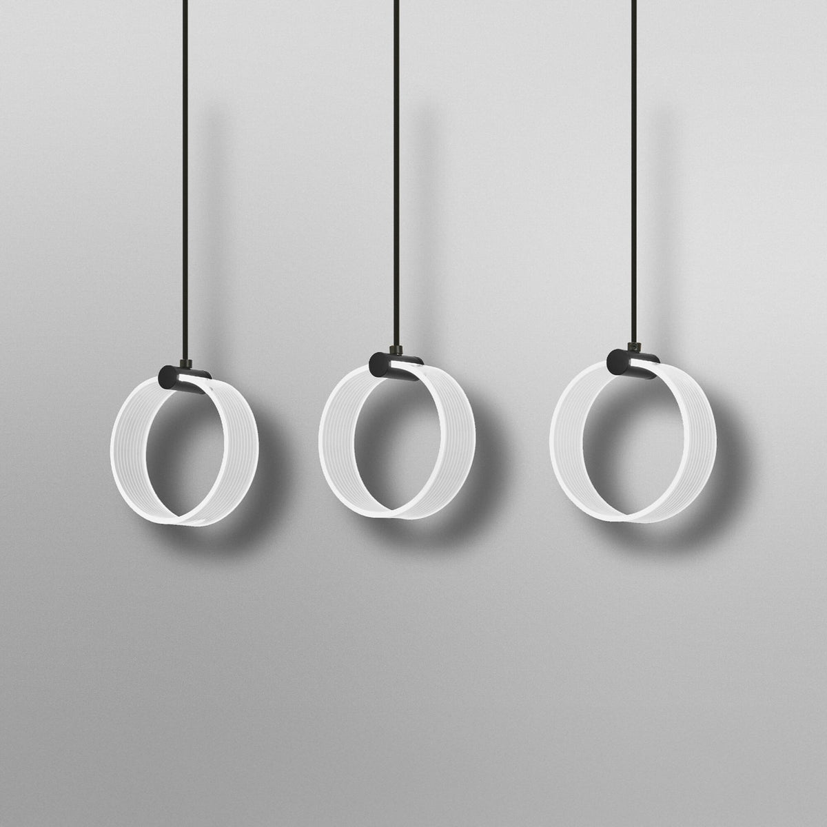 LED pendellampe Decor Circle 3-lys svart CCT OSRAM nærbilde av materialer