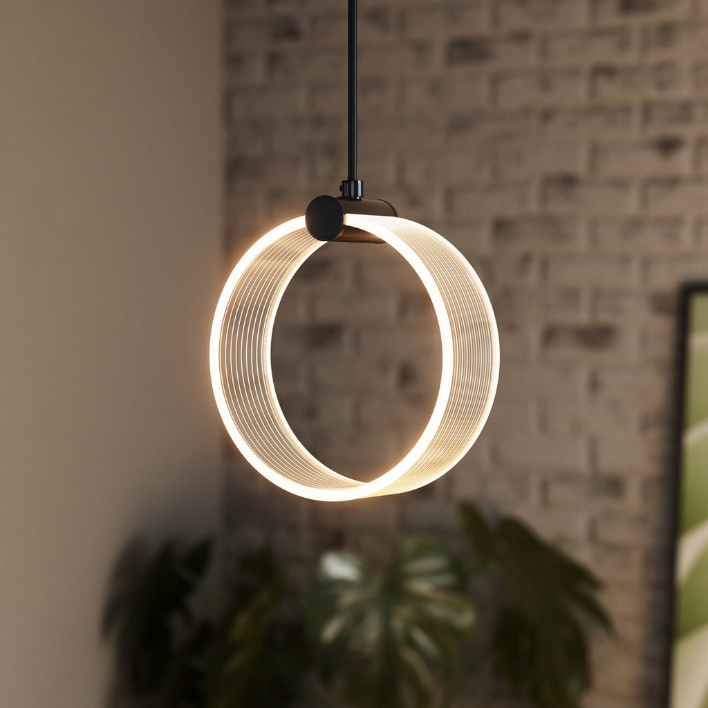 LED pendellampe Decor Circle CCT svart Ø16 cm 8W OSRAM forfra