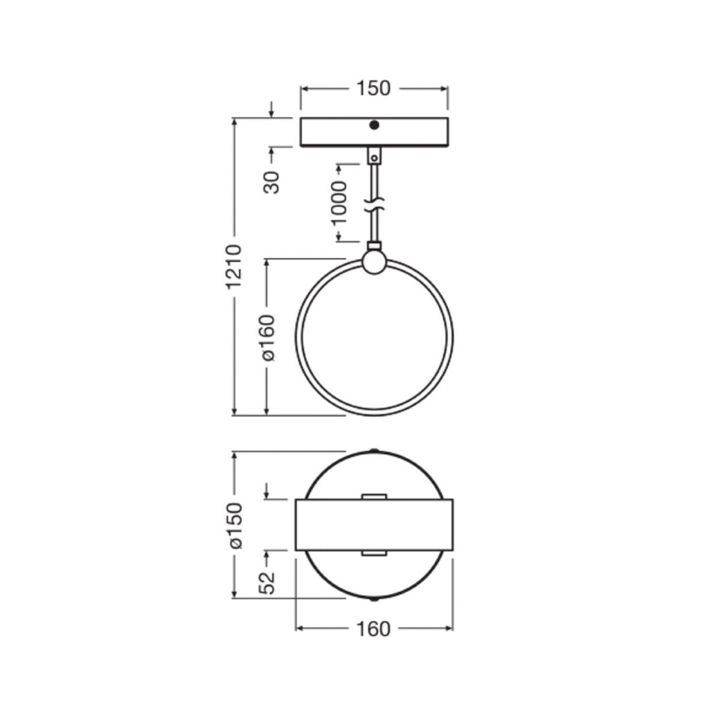 Detalj av LED pendellampe Decor Circle CCT svart Ø16 cm 8W OSRAM