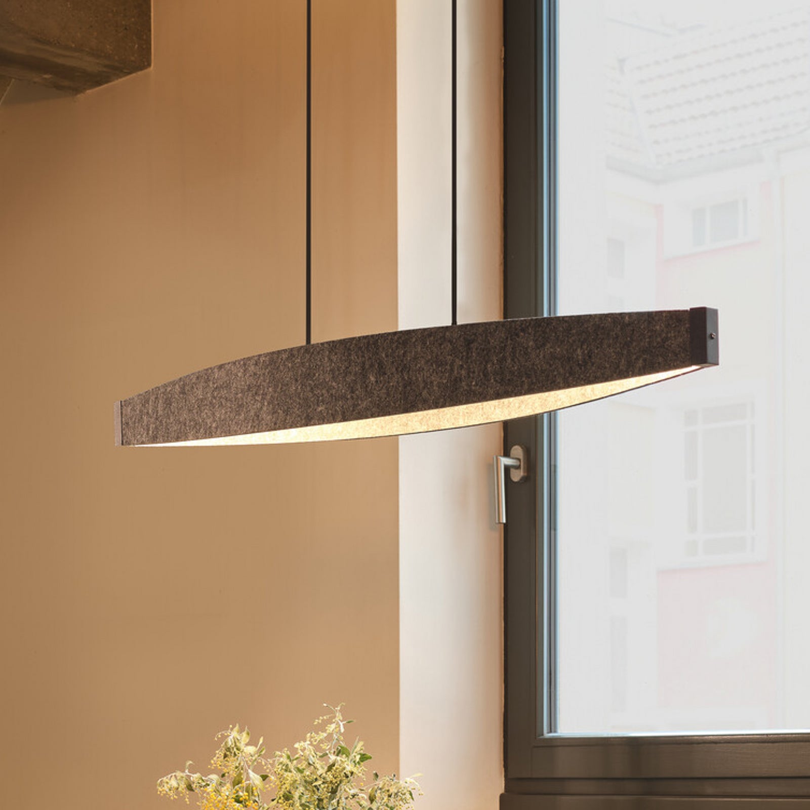 LED pendellampe Decor Flat Felt filt mørkegrå forfra