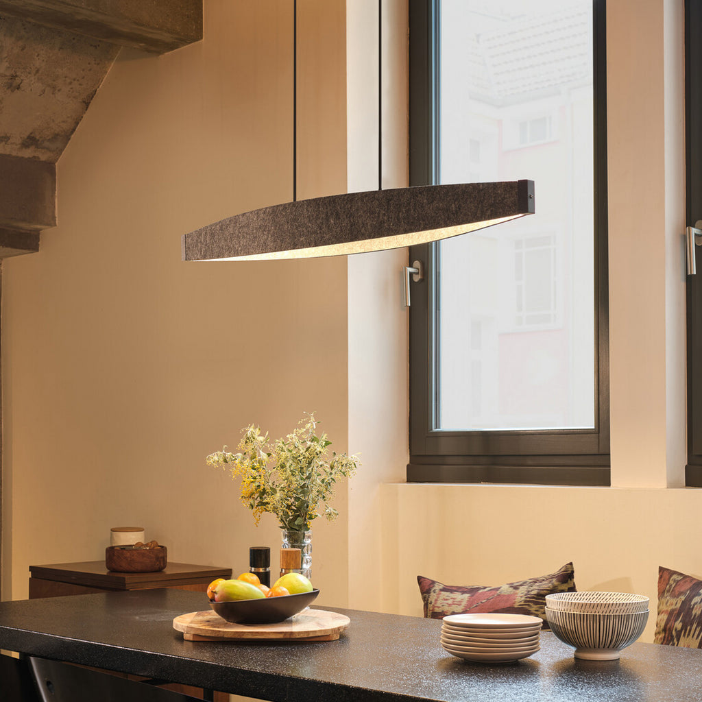 Montert LED pendellampe Decor Flat Felt filt mørkegrå i stue