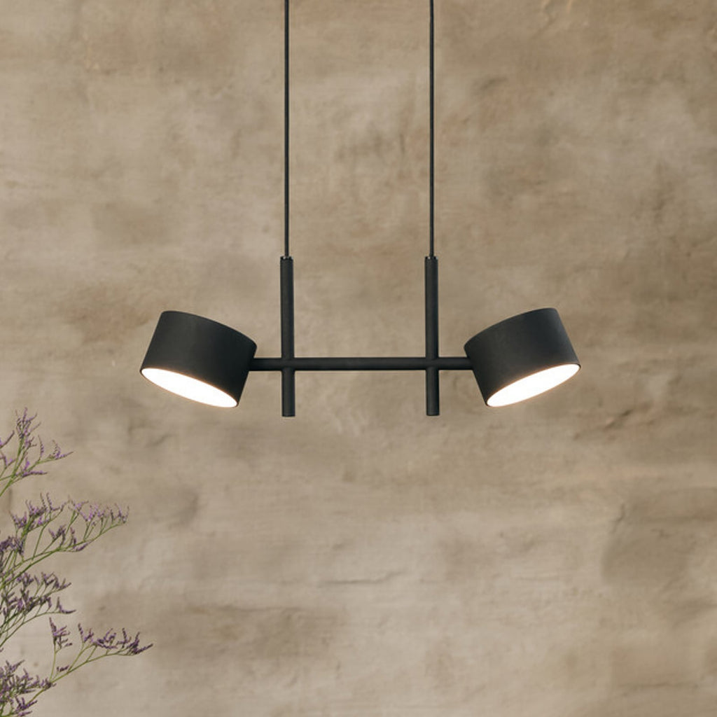 LED pendellampe Decor Kyoto 2-lys svart dimbar 20W OSRAM forfra
