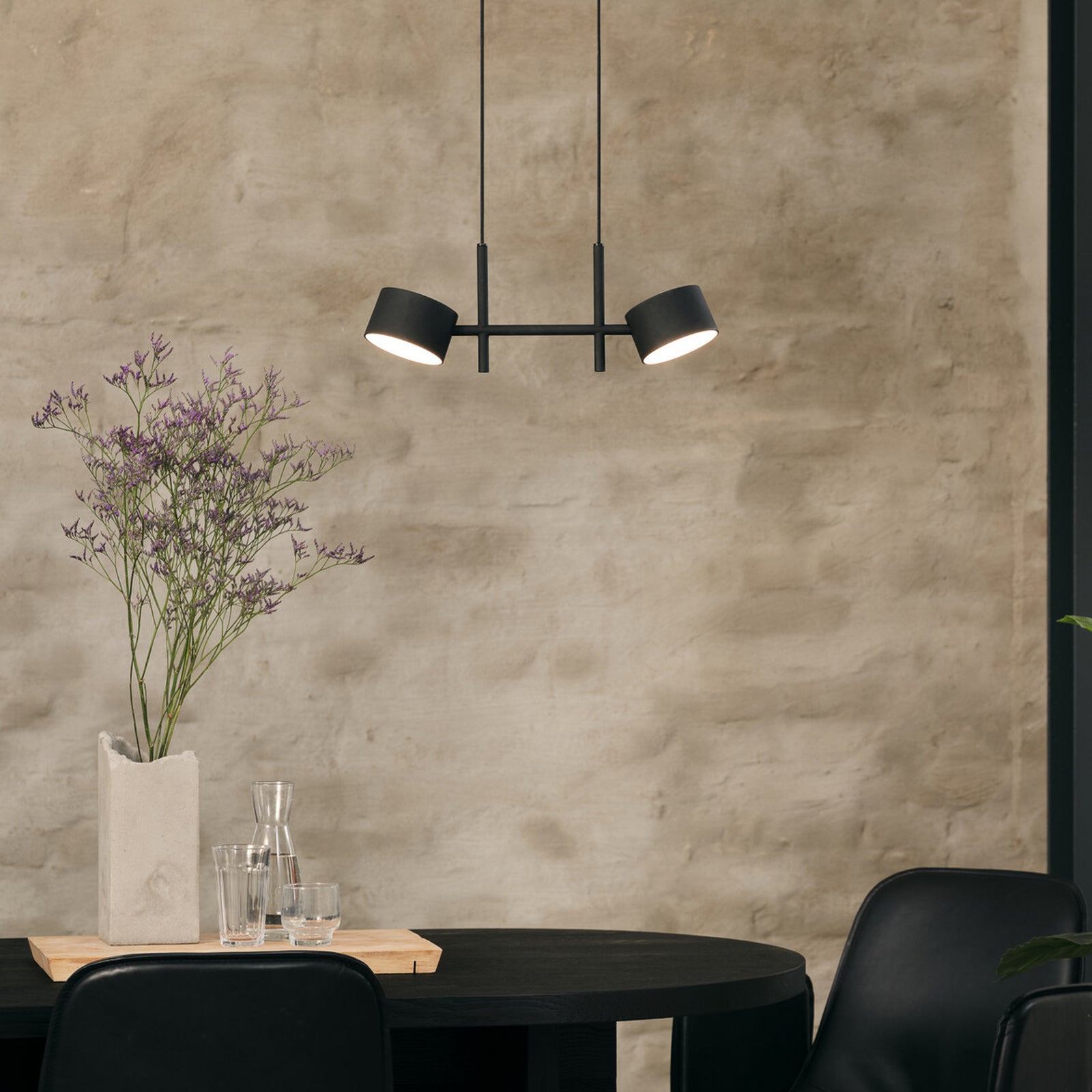 LED pendellampe Decor Kyoto 2-lys svart dimbar 20W OSRAM bakside