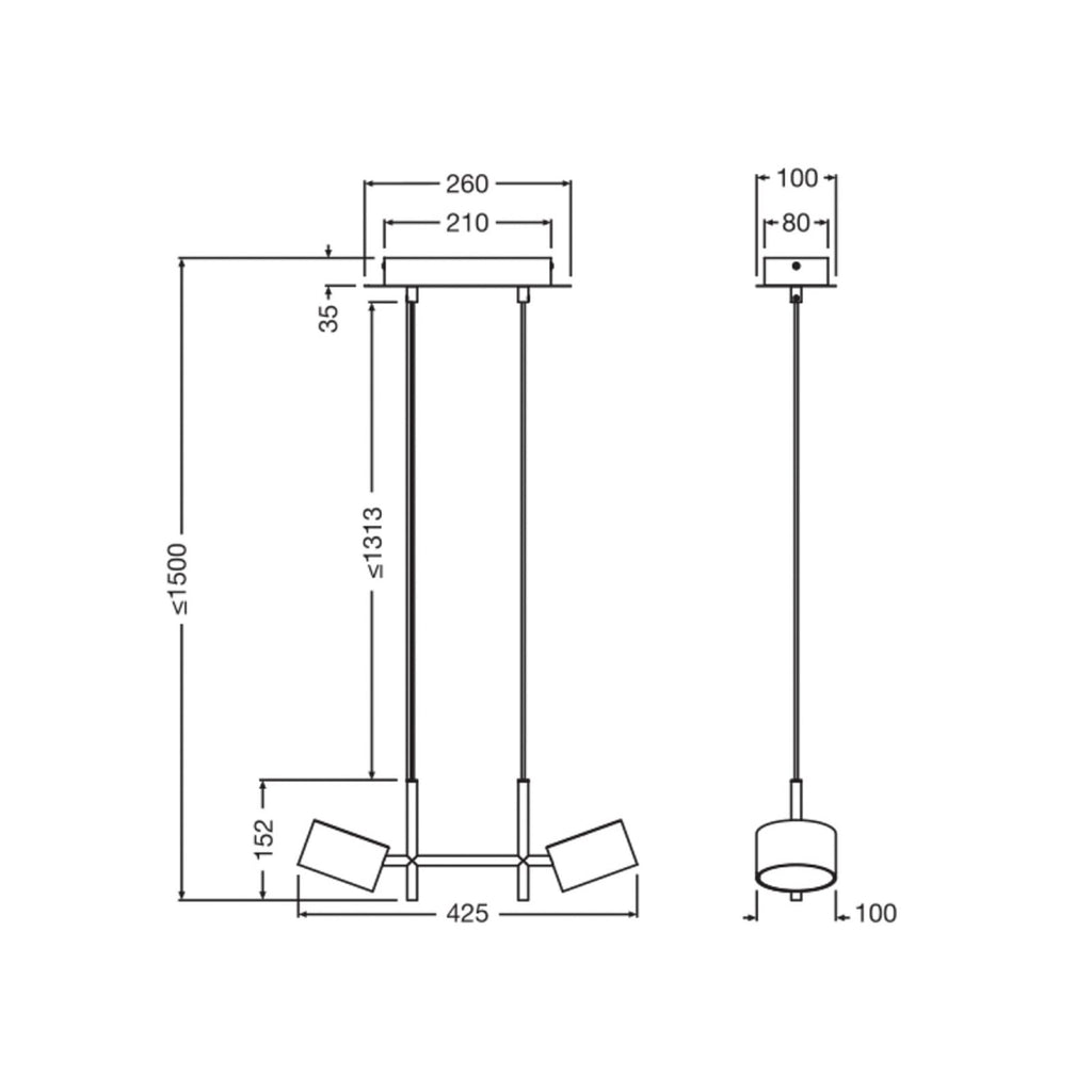LED pendellampe Decor Kyoto 2-lys svart dimbar 20W OSRAM detalj