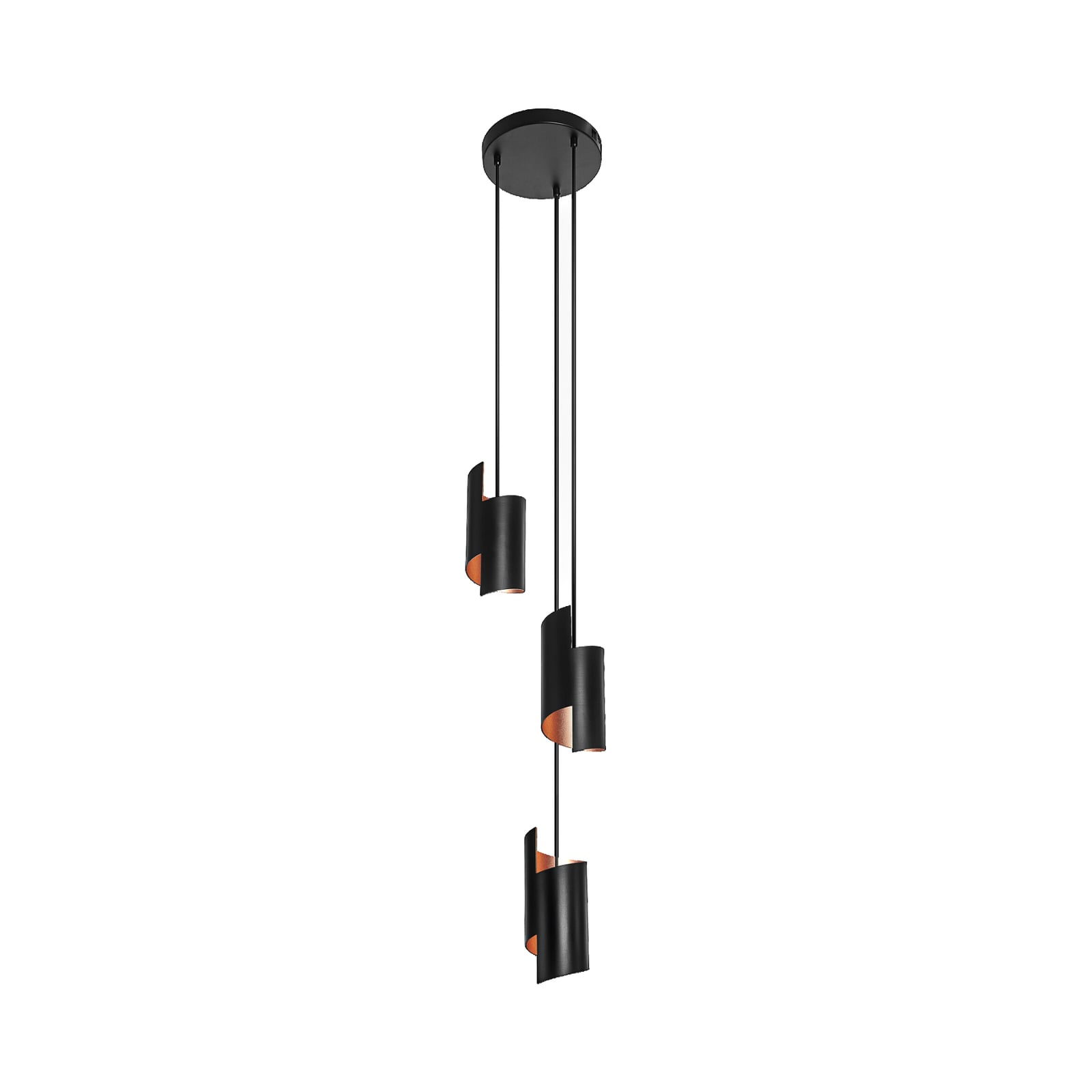 LED pendellampe Decor Twist 3-lys stål svart/gull bakside