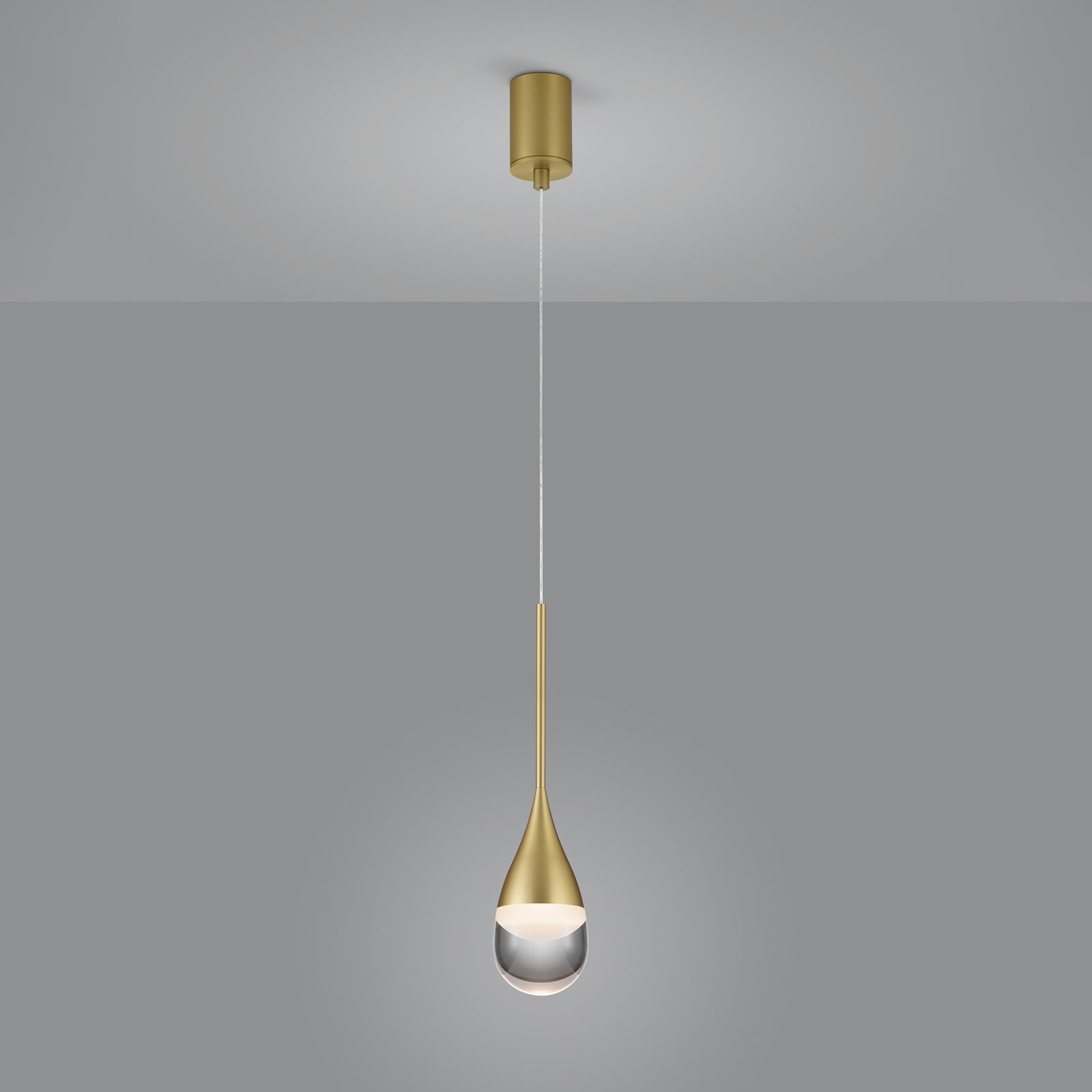 LED pendellampe Deep matt gull aluminium og glass front