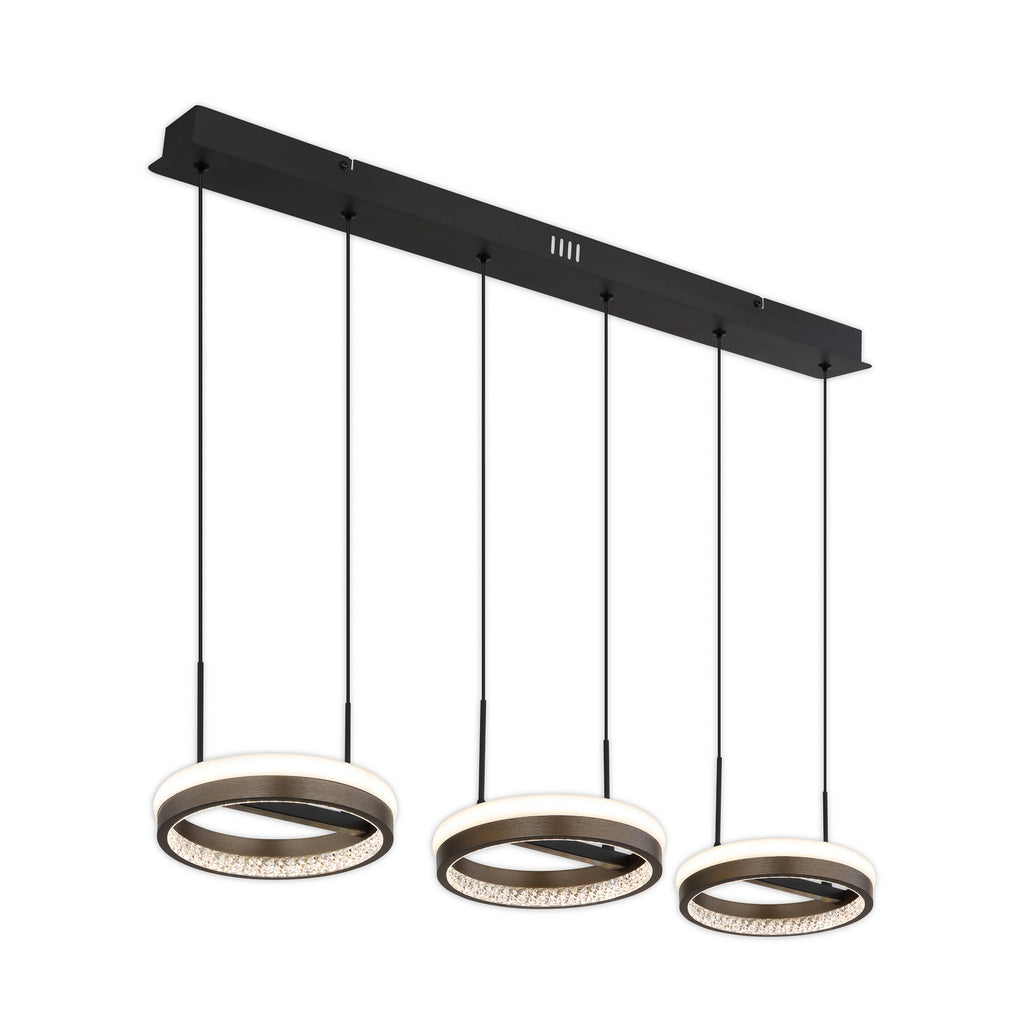 LED pendellampe Della 3-lys mørkegrå metall bakside