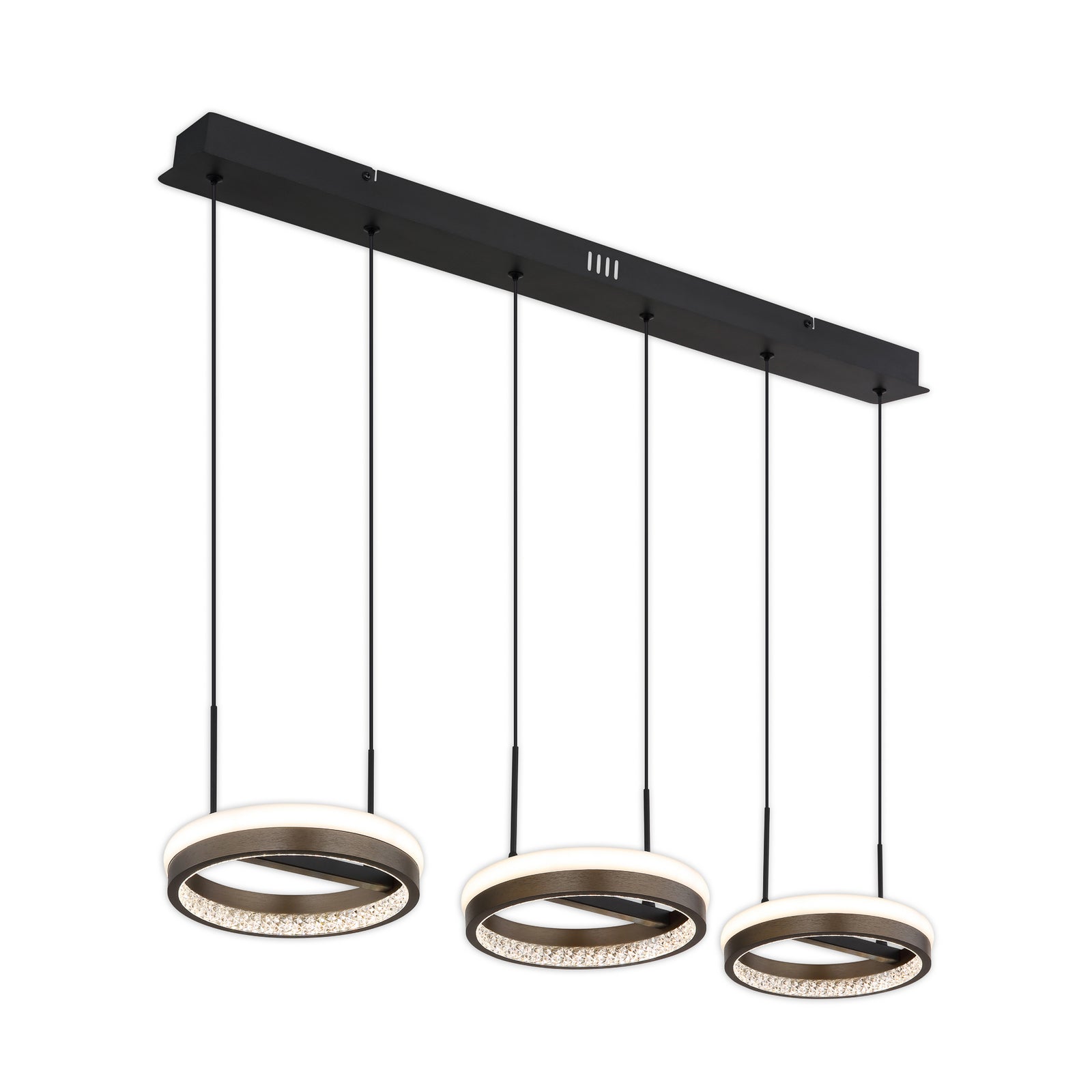 LED pendellampe Della 3-lys mørkegrå metall bakside