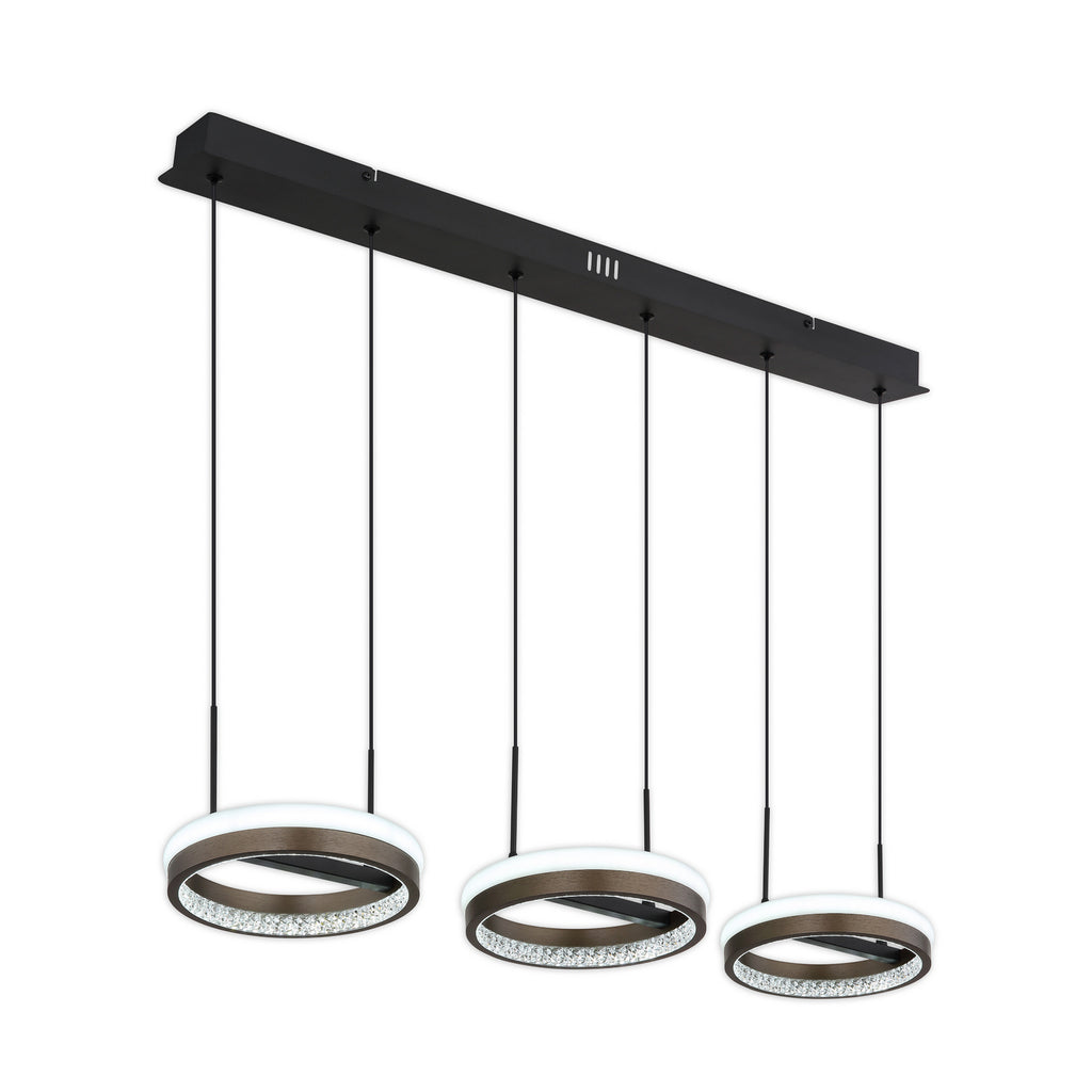 LED pendellampe Della 3-lys mørkegrå metall detalj