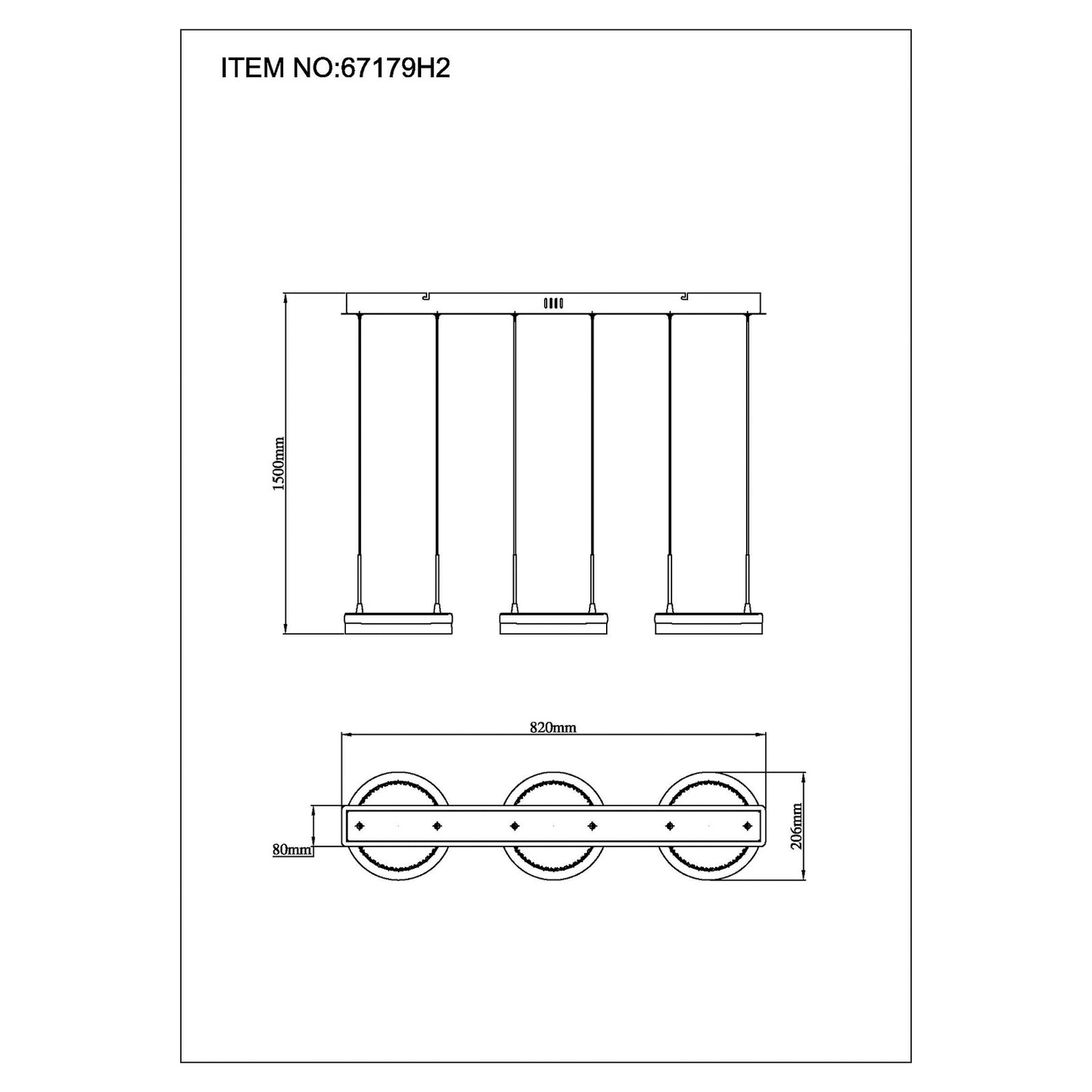 LED pendellampe Della 3-lys mørkegrå metall sideprofil