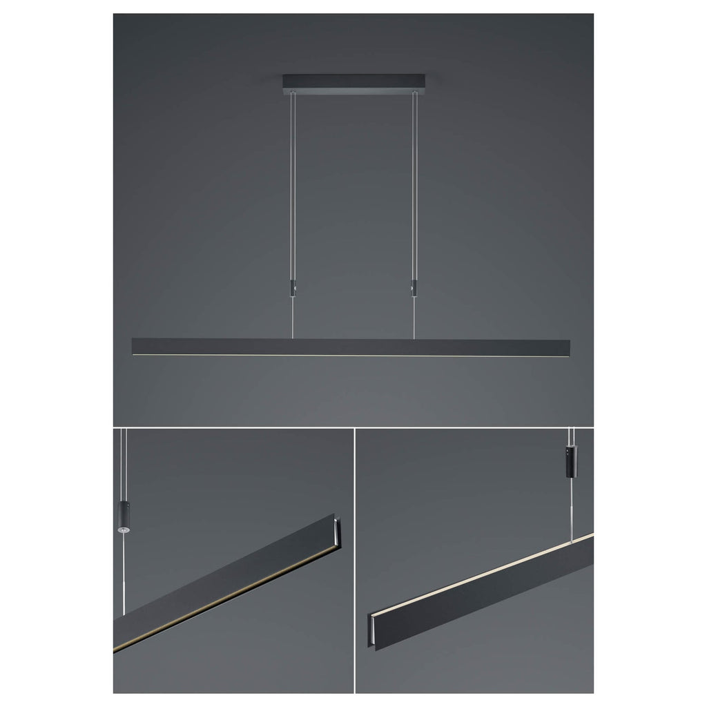 LED pendellampe Delta dimbar svart 130 cm 37W varmhvit detalj