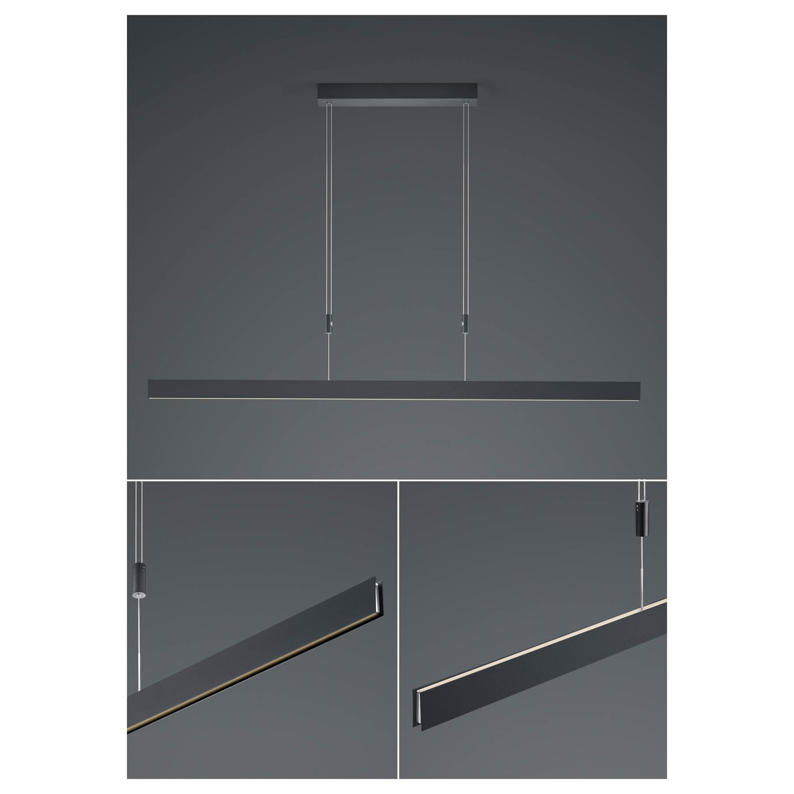 LED pendellampe Delta dimbar svart 130 cm 37W varmhvit detalj