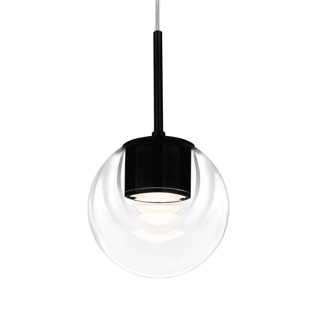 LED pendellampe Dew glasskule svart dimbar Ø11 cm forfra