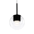 LED pendellampe Dew glasskule svart dimbar Ø11 cm forfra
