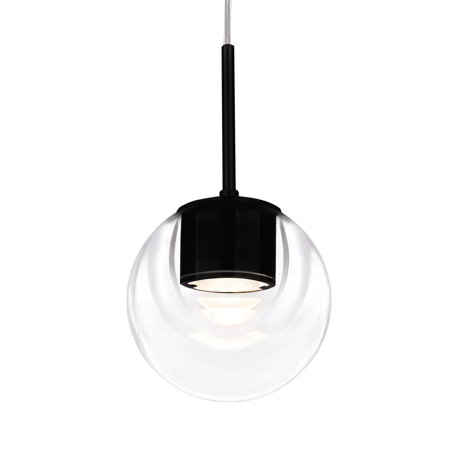 LED pendellampe Dew glasskule svart dimbar Ø11 cm forfra
