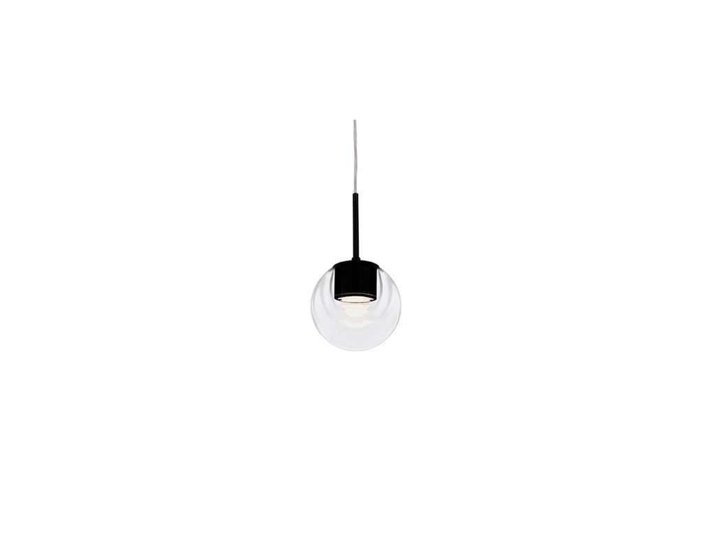 LED pendellampe Dew glasskule svart dimbar Ø11 cm bakside