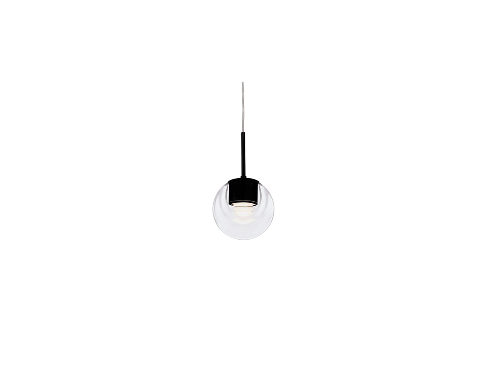 LED pendellampe Dew glasskule svart dimbar Ø11 cm bakside