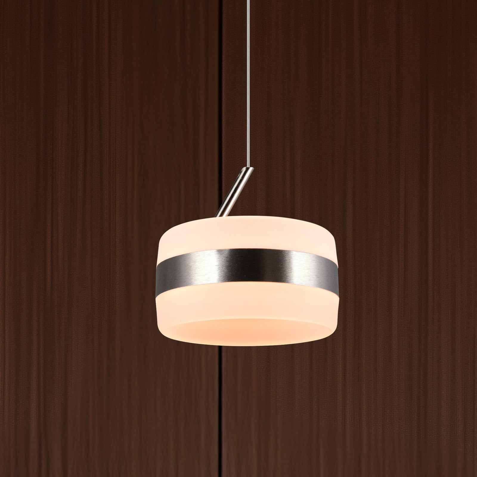 LED pendellampe Dios matt nikkel forfra