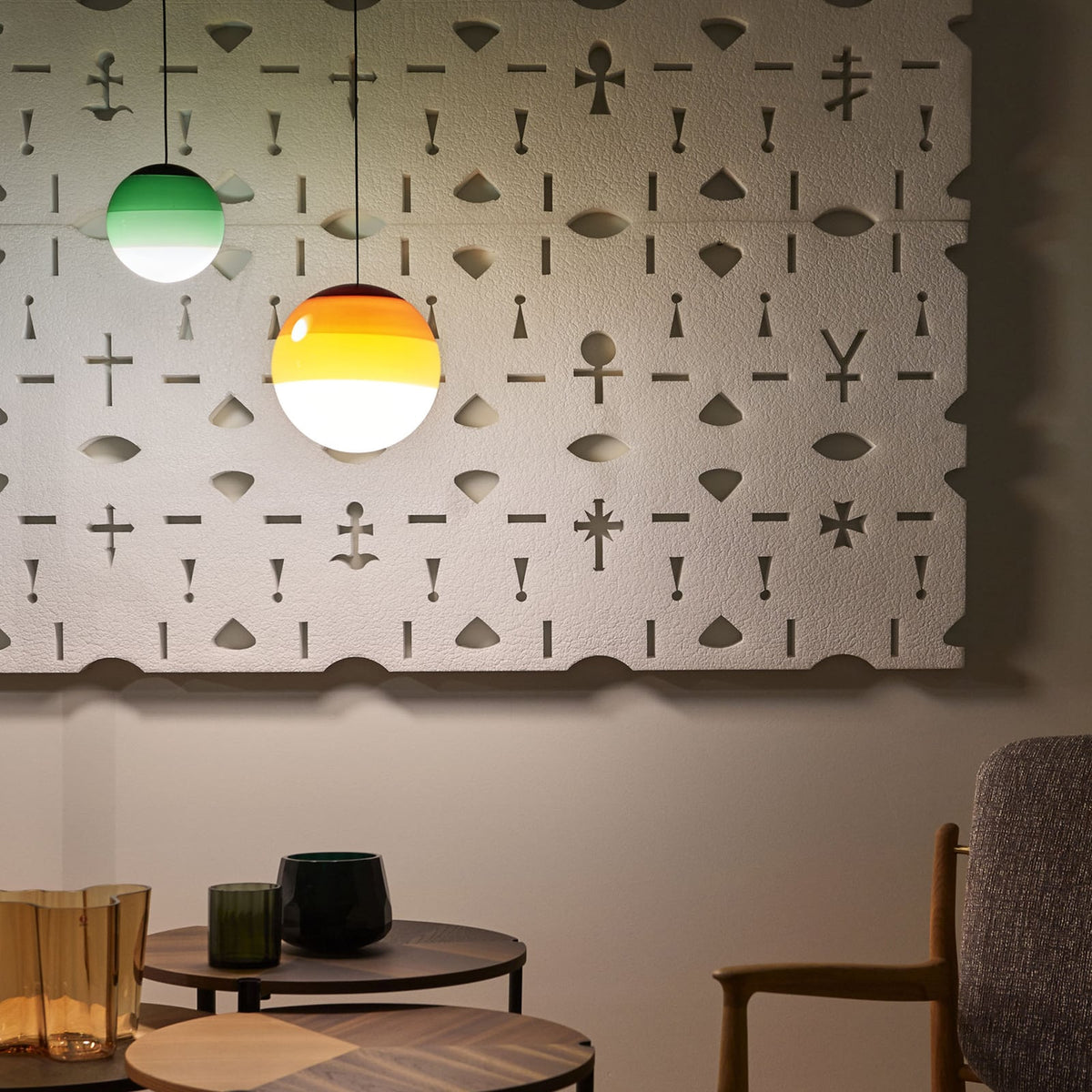 LED pendellampe Dipping Light glass Ø13,5 cm dimbar oransje - nærbilde av lampe