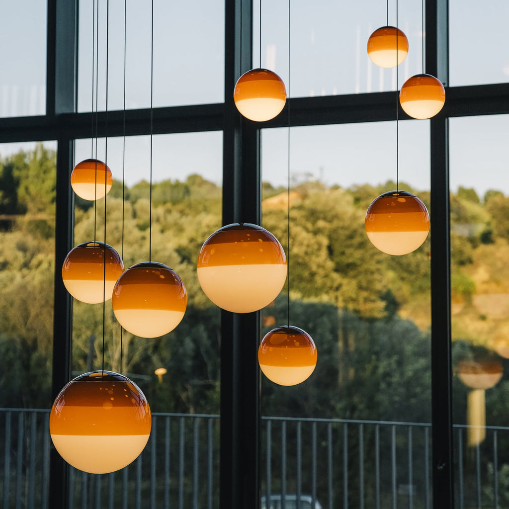 LED pendellampe Dipping Light glass Ø13,5 cm dimbar oransje - detalj av glasskjerm