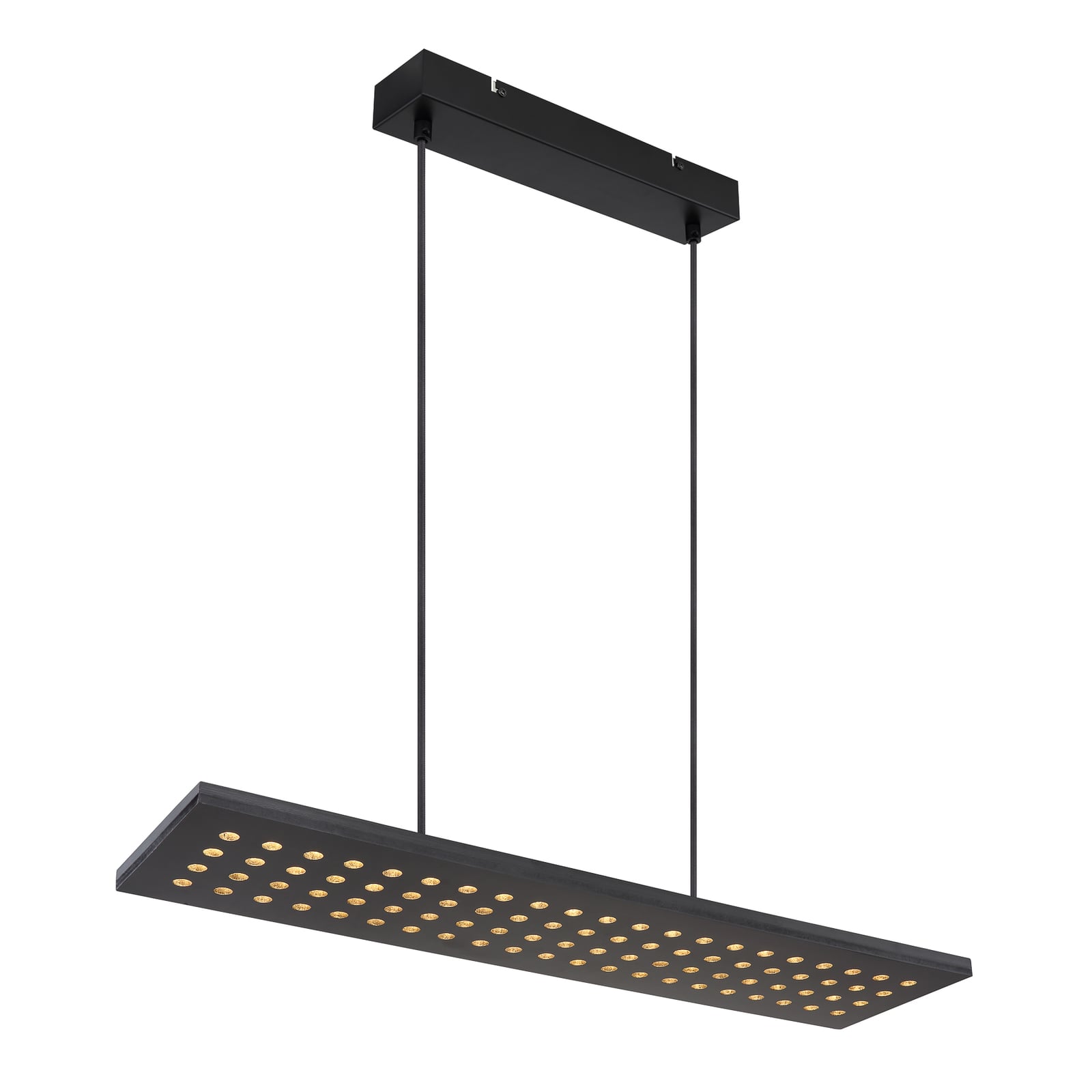 LED pendellampe Dolores svart matt tre og metall forfra