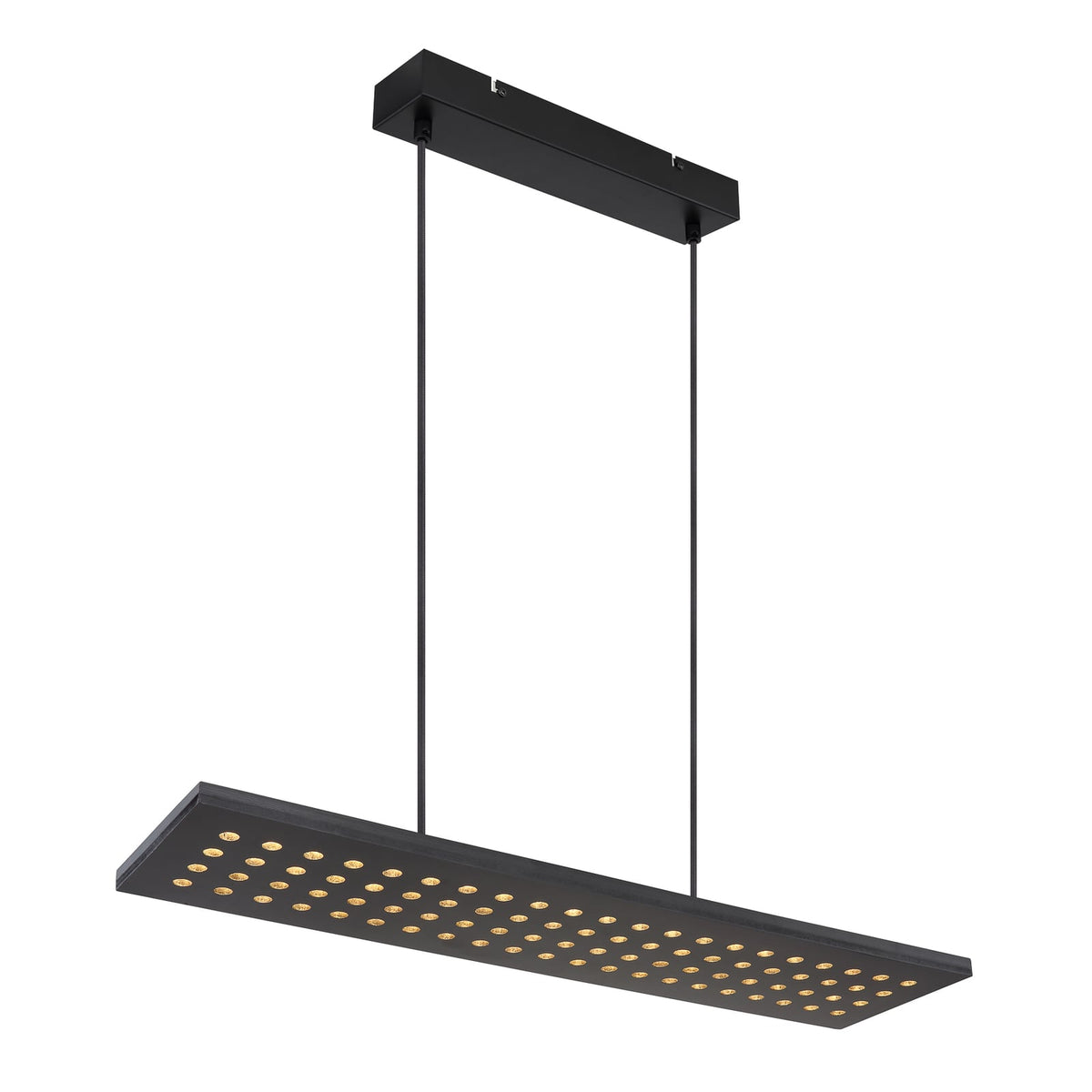 LED pendellampe Dolores svart matt tre og metall forfra