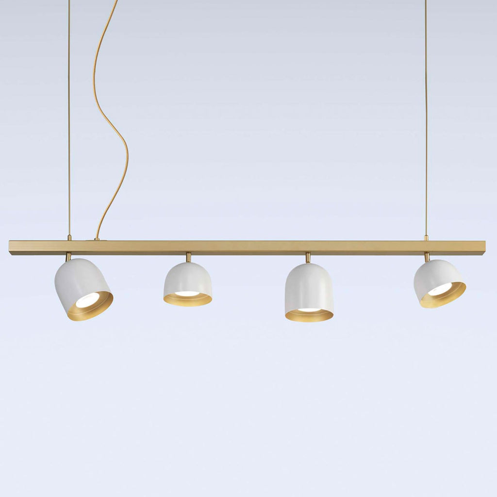LED pendellampe Dome 4-lys metall gull 120 cm forfra