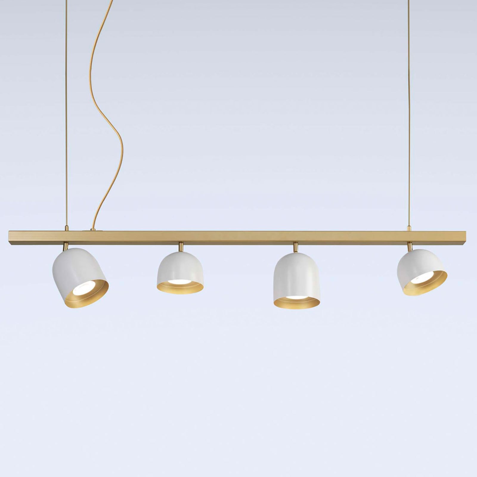 LED pendellampe Dome 4-lys metall gull 120 cm forfra