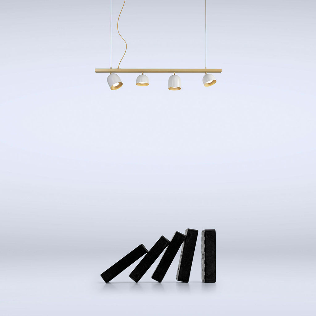 LED pendellampe Dome 4-lys metall gull 120 cm bakside