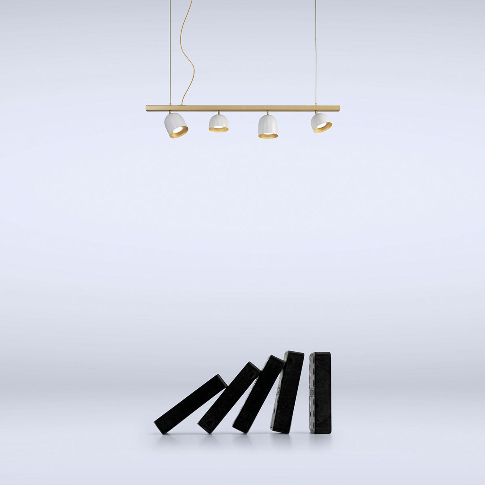 LED pendellampe Dome 4-lys metall gull 120 cm bakside