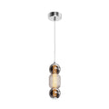 LED pendellampe Drop glass røykgrå/krom Ø10 cm forfra