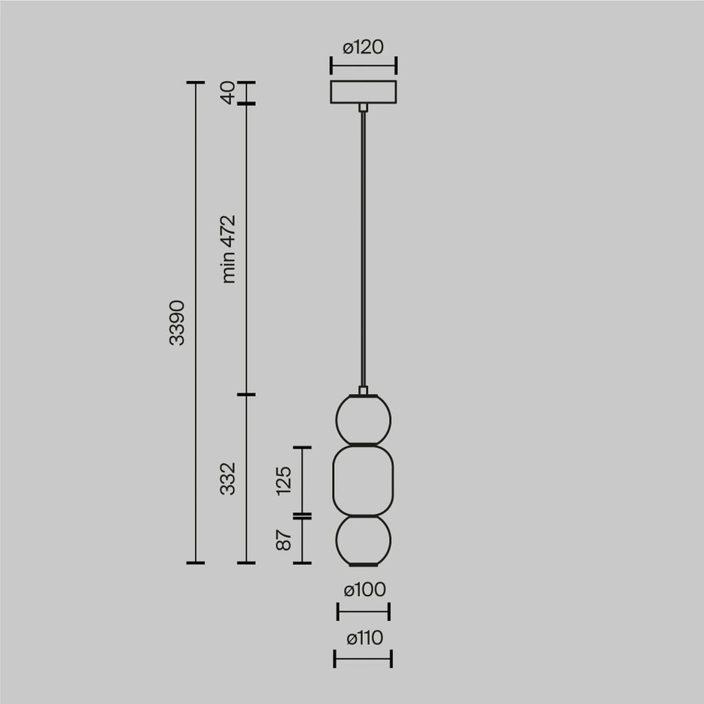 Detalj av LED pendellampe Drop glass røykgrå/krom Ø10 cm