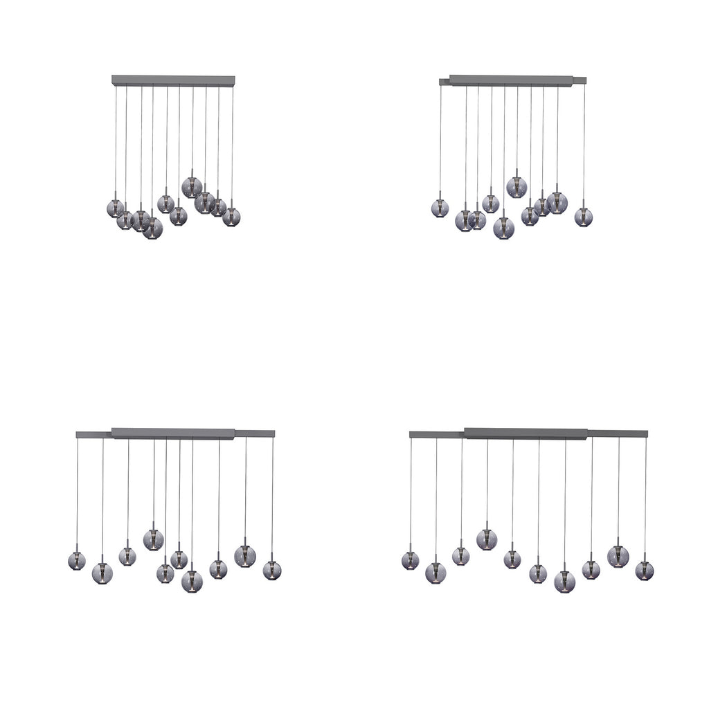 LED pendellampe E-Infinity 10-lys glass CCT dimbar nærbilde av glasslamper