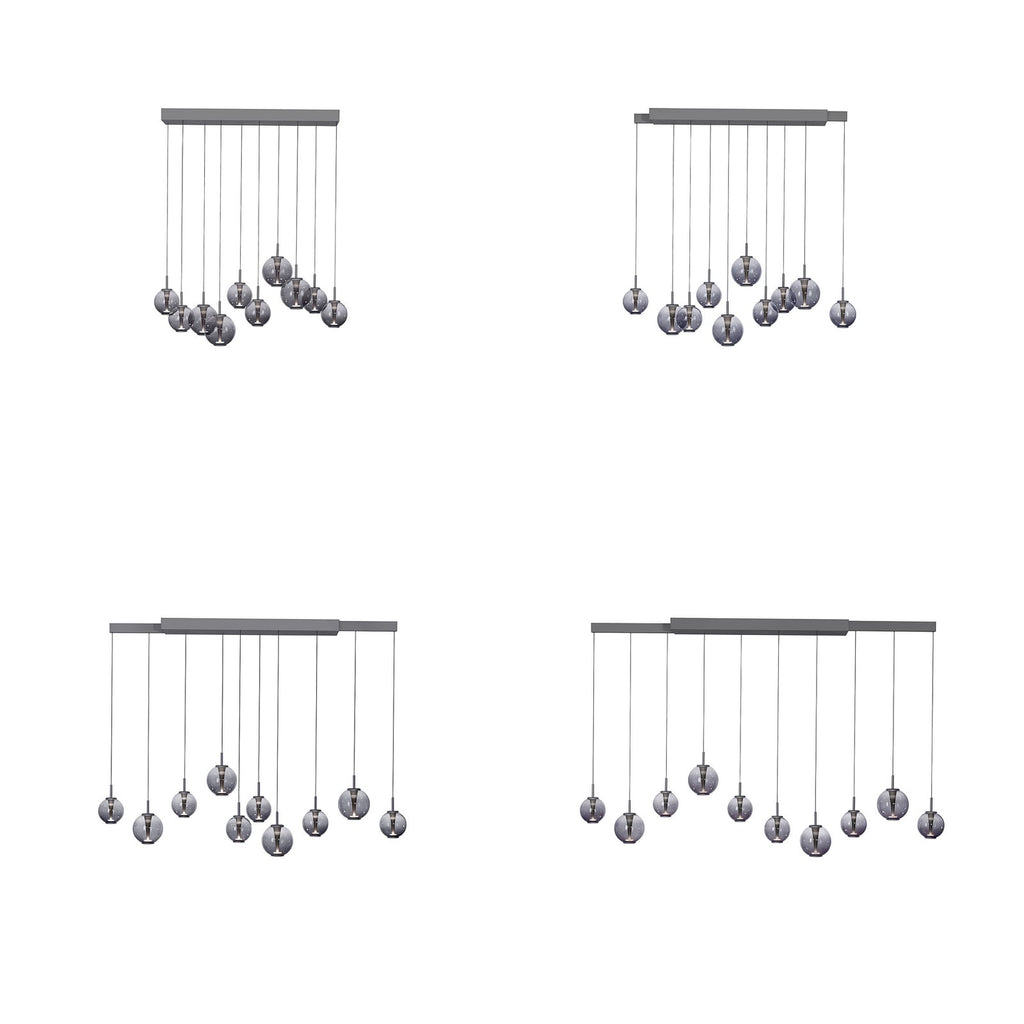 LED pendellampe E-Infinity 10-lys glass CCT dimbar nærbilde av glasslamper