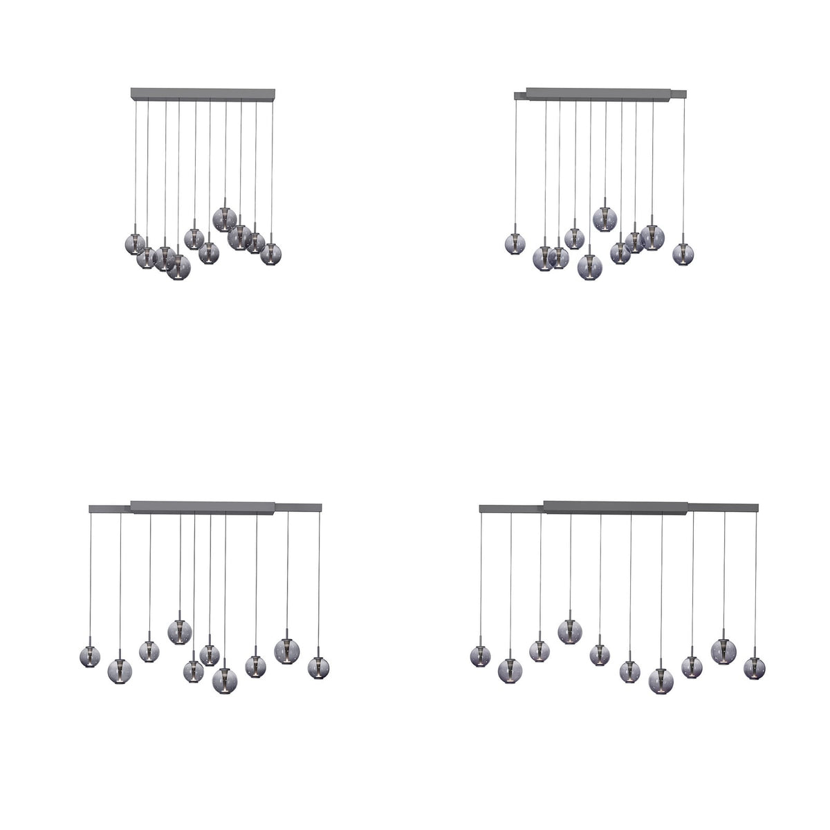 LED pendellampe E-Infinity 10-lys glass CCT dimbar nærbilde av glasslamper