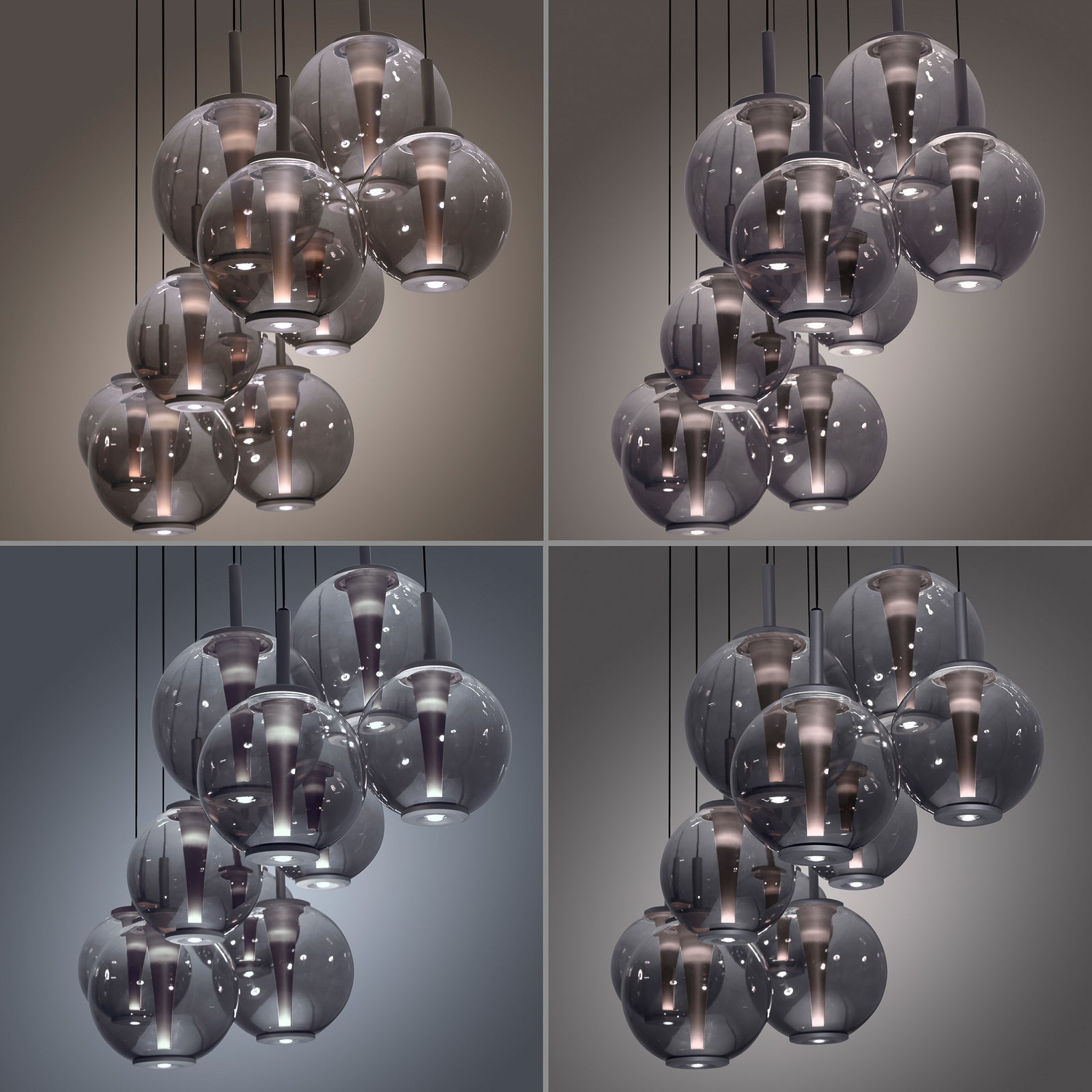 LED pendellampe E-Infinity 10-lys glass CCT dimbar 198 cm - PURE