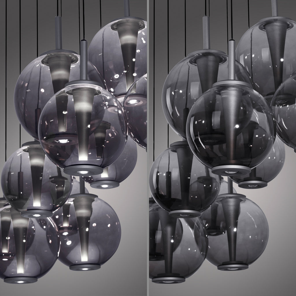 LED pendellampe E-Infinity 10-lys glass CCT dimbar 198 cm - PURE