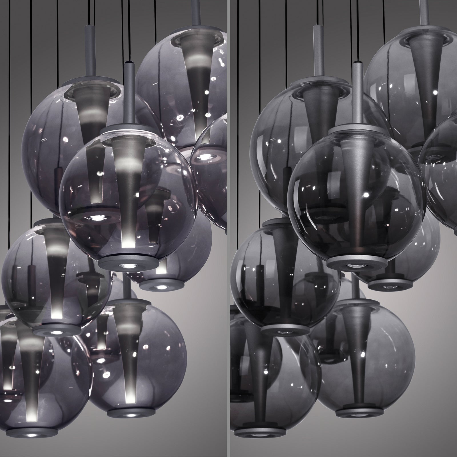 LED pendellampe E-Infinity 10-lys glass CCT dimbar 198 cm - PURE